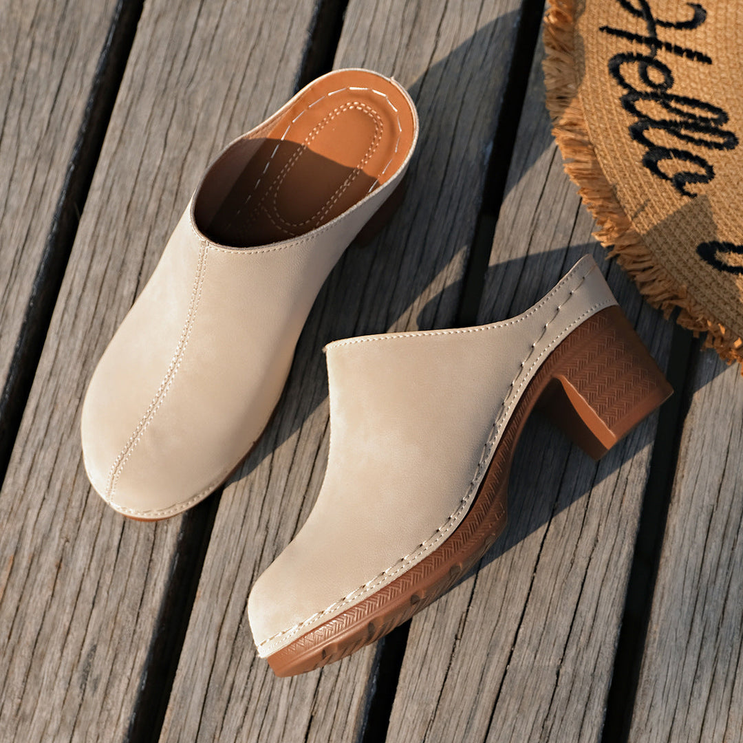 Damen Elegante Clogs aus hochwertigem Wildleder mit komfortablem Blockabsatz Drune