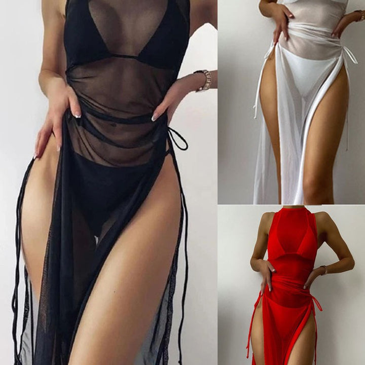 Damen Lässiges Strandkleid mit verstellbaren Riemen Drune
