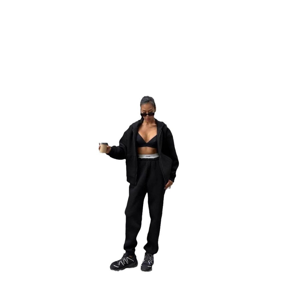 Damen Sportliches Set aus Kapuzenjacke und Jogginghose Drune