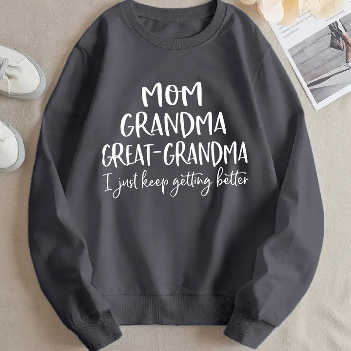 Damen Sweatshirt mit kreativem Familienaufdruck und bequemer Passform Drune