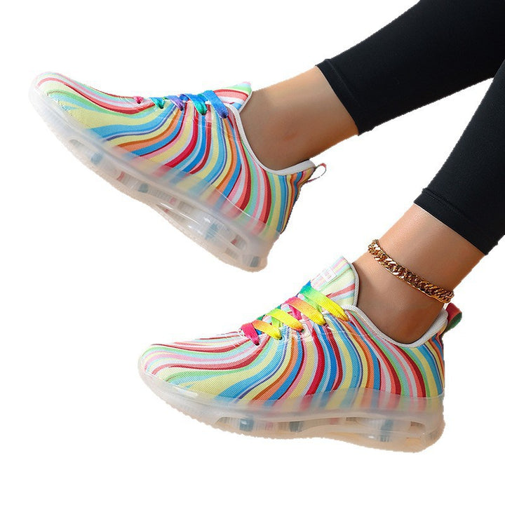 Damen nan leichter Muster-Sneaker mit elastischem Canvas-Obermaterial, gepolsterter Fersenstütze und segmentierter Flexlaufsohle Drune