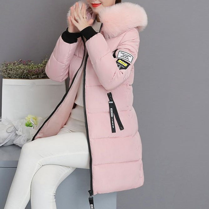Damen Langärmeliges Steppjacke mit abnehmbarem Kunstfellkragen Drune