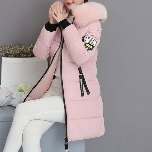 Damen Langärmeliges Steppjacke mit abnehmbarem Kunstfellkragen Drune