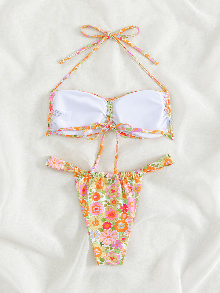 Damen Bandeau-Bikini mit verspieltem Blumendesign Drune