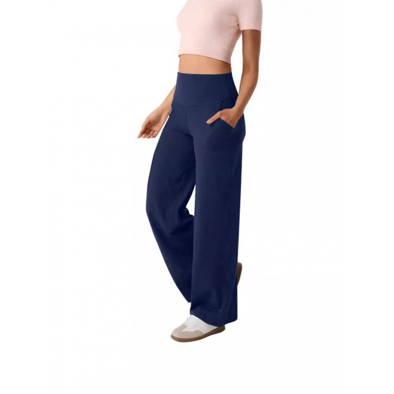 Damen weite High-Waist Freizeithose mit praktischen Taschen Drune
