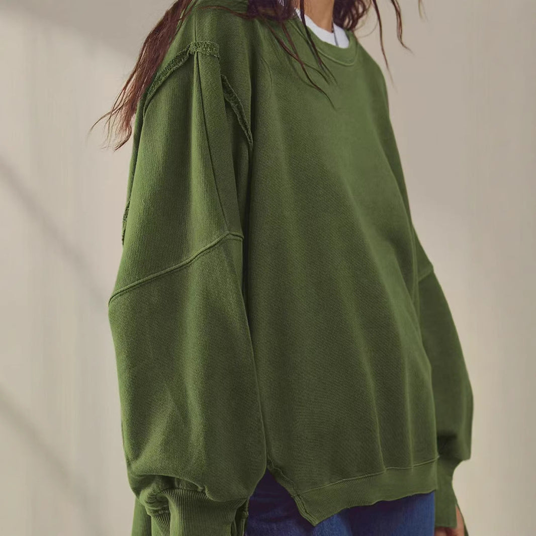 Damen Oversized Sweatshirt mit lässigen Puffärmeln Drune