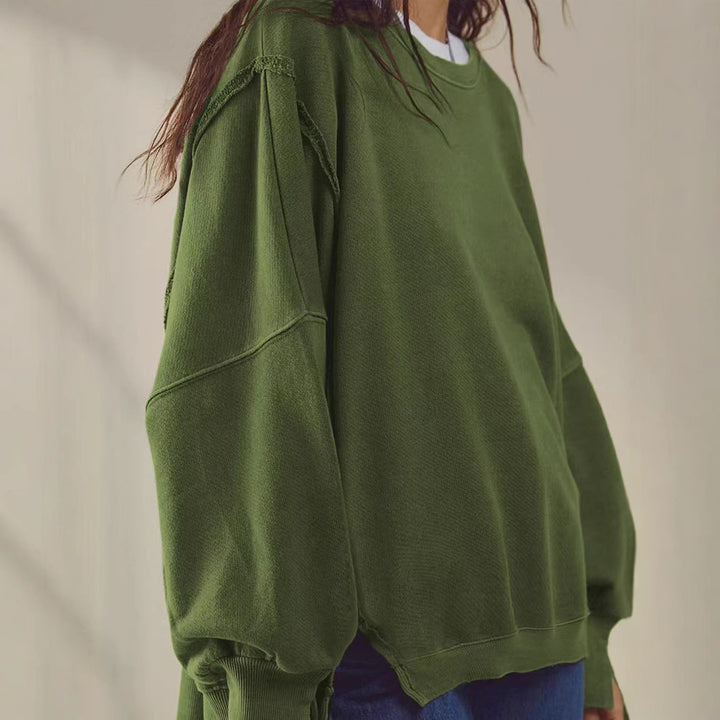 Damen Oversized Sweatshirt mit lässigen Puffärmeln Drune