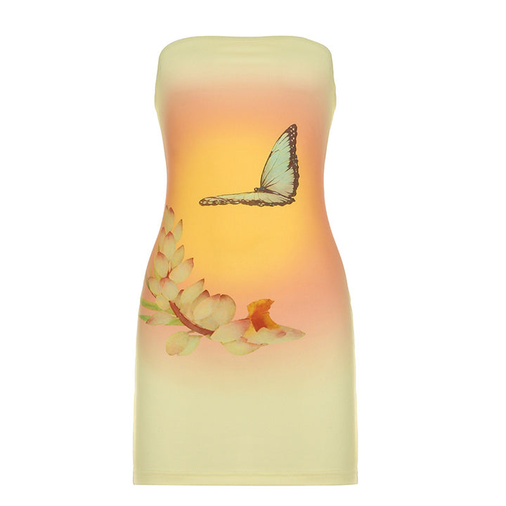 Damen Etuikleid mit floralem Motiv und asymmetrischem Schnitt Drune