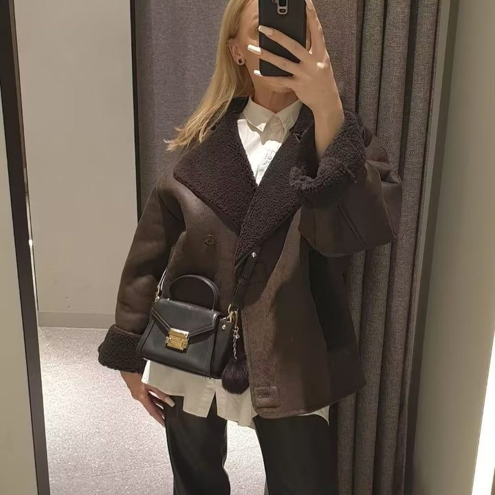 Damen Modische Übergangsjacke mit weichem Fleece-Innenfutter und schickem Revers Drune