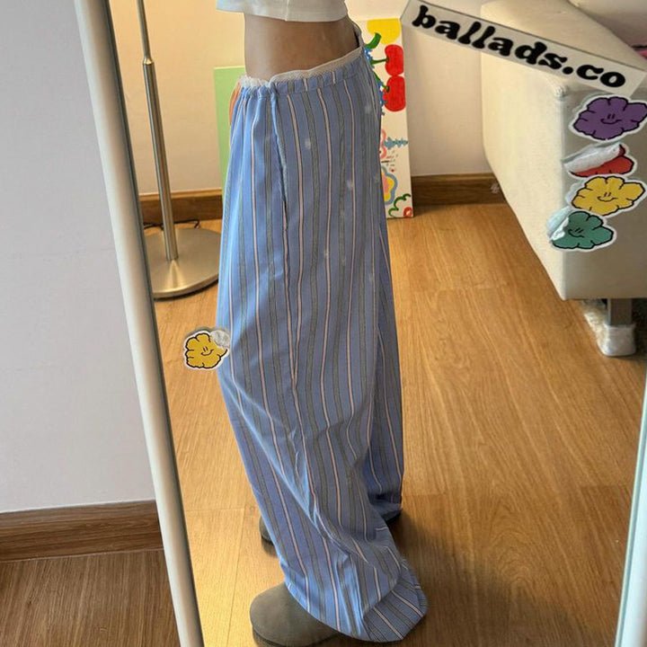 Damen lässige und bequeme Schlafhose mit hohe Taille und Kordelzug Drune