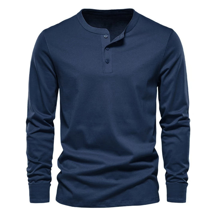 Herren lässiges Langarmshirt mit Knopfleiste und weichem Material Drune