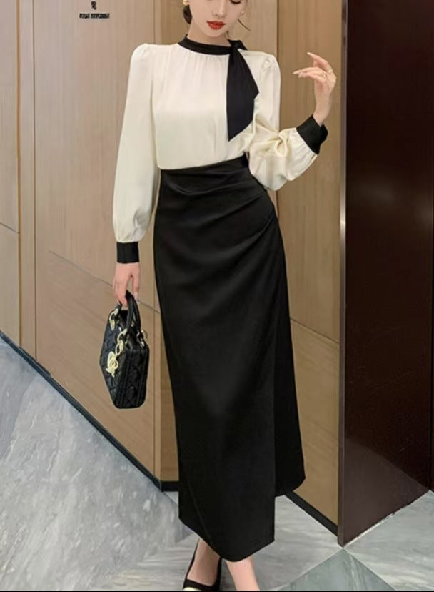 Damen elegantes Wickelkleid mit Rüschen und Knotendetail Drune