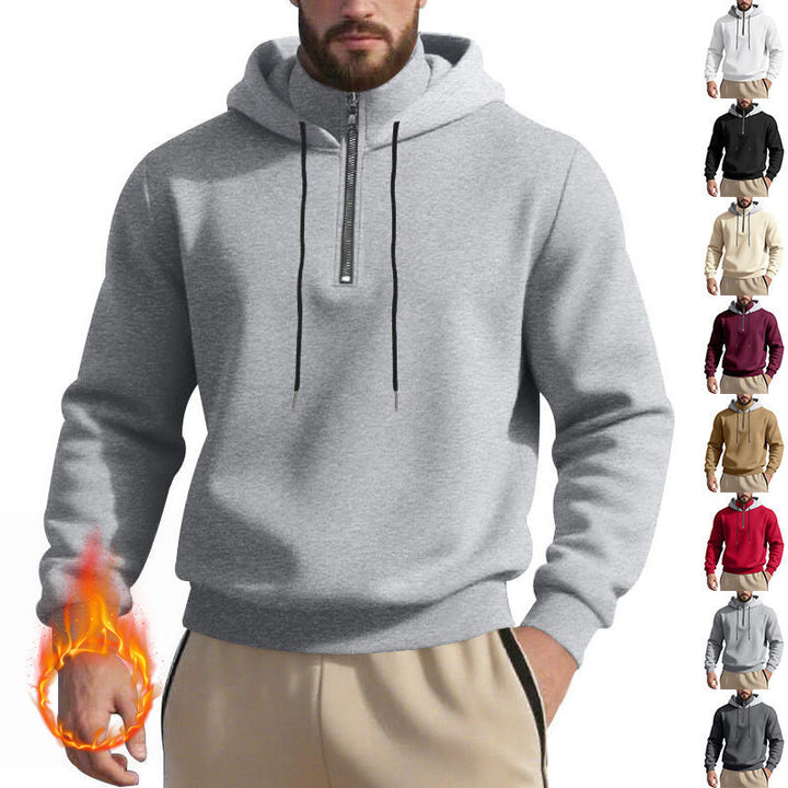 Herren sportlicher Kapuzenpullover mit halbem Reißverschluss und atmungsaktivem Stoff Drune