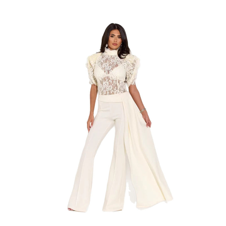 Damen Elegante Flared-Hose mit seitlichem Drapierungseffekt Drune