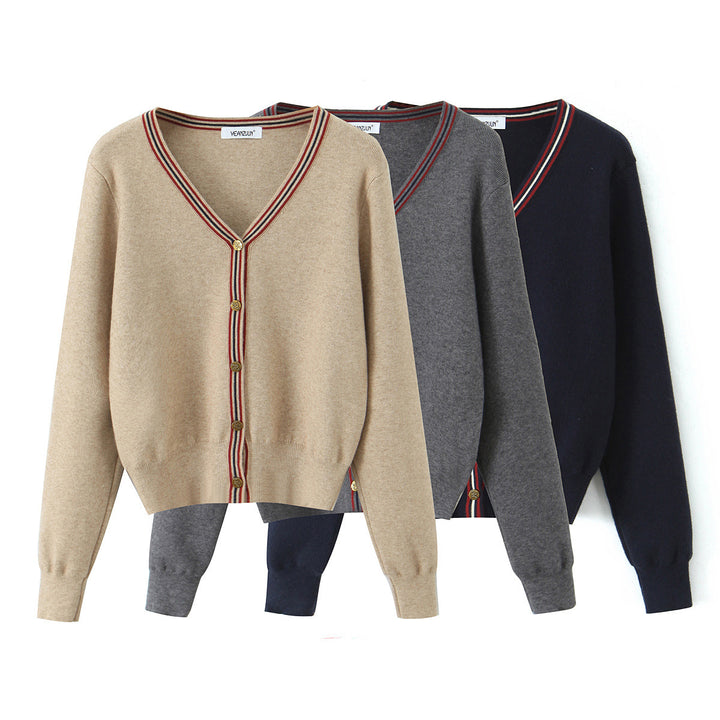 Damen lässige Strickjacke mit eleganten Knopfdetails Drune