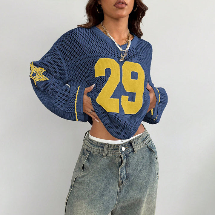 Damen Sportliches Oversized Netzoberteil mit tiefem Rückenausschnitt Drune