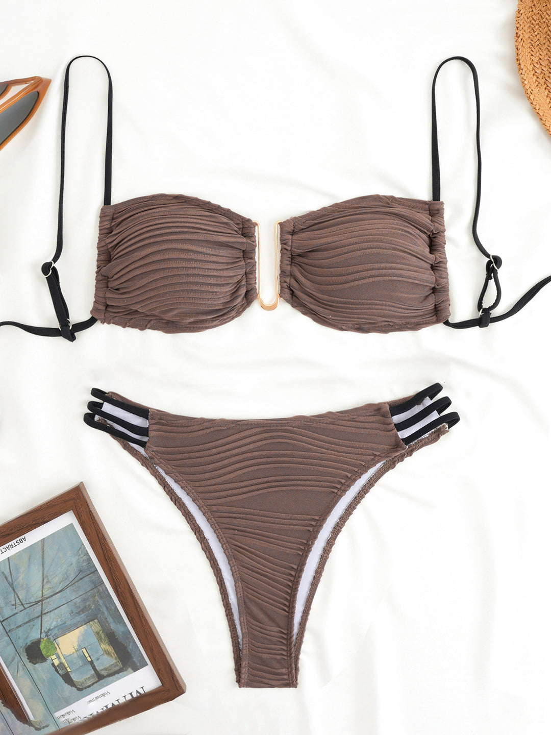 Damen Bandeau-Bikini mit modischem Rüschendesign Drune