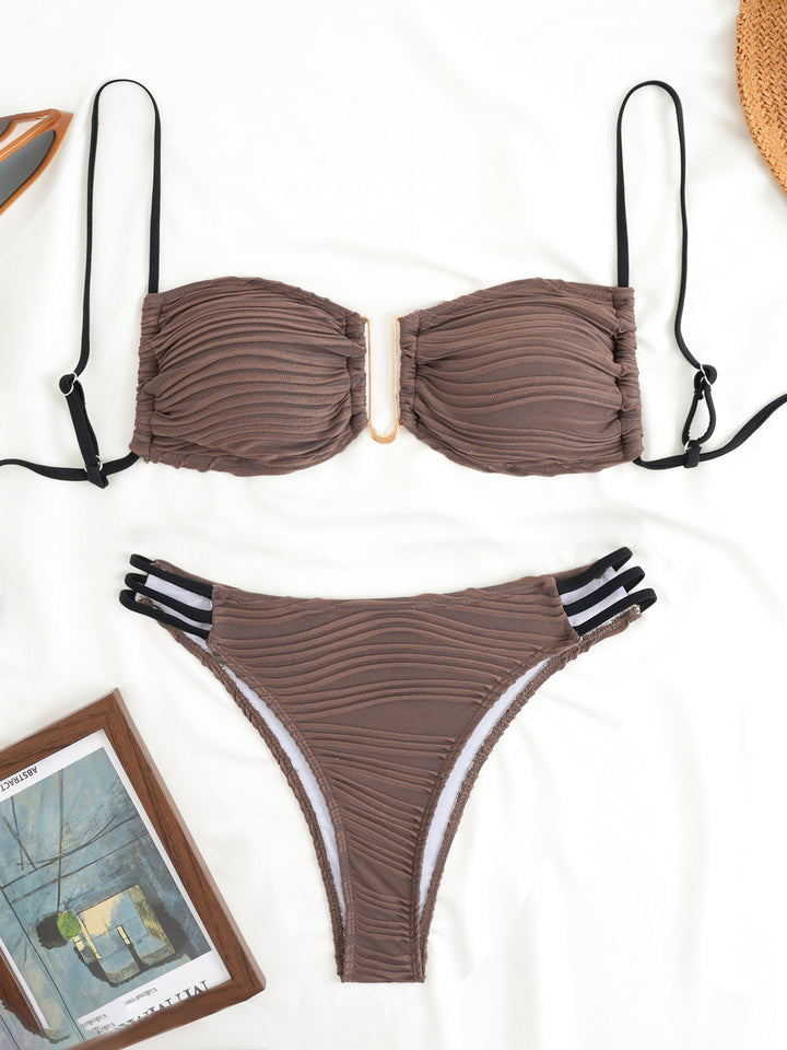 Damen Bandeau-Bikini mit modischem Rüschendesign Drune