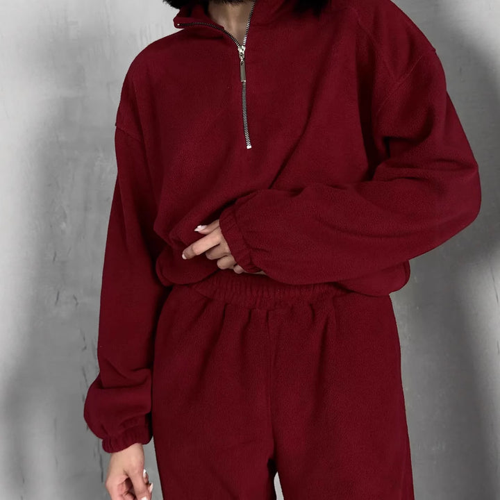 Damen Sportliches Sweatshirt und Jogginghose Set mit Tunnelzug Drune