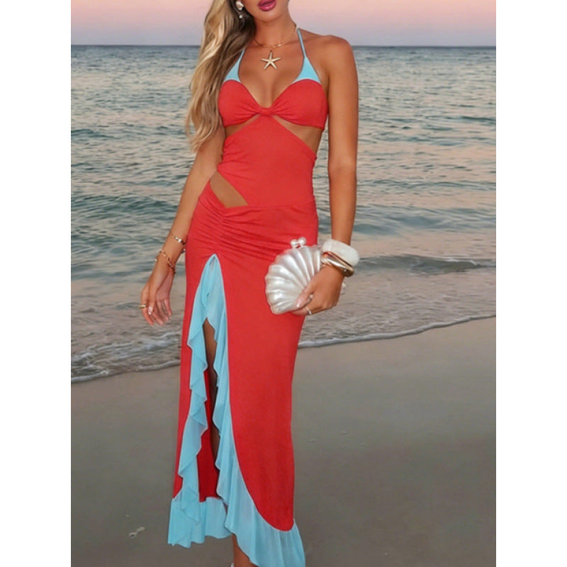 Damen Maxi-Kleid mit raffiniertem Drapierungsdesign und seitlichem Schlitz Drune