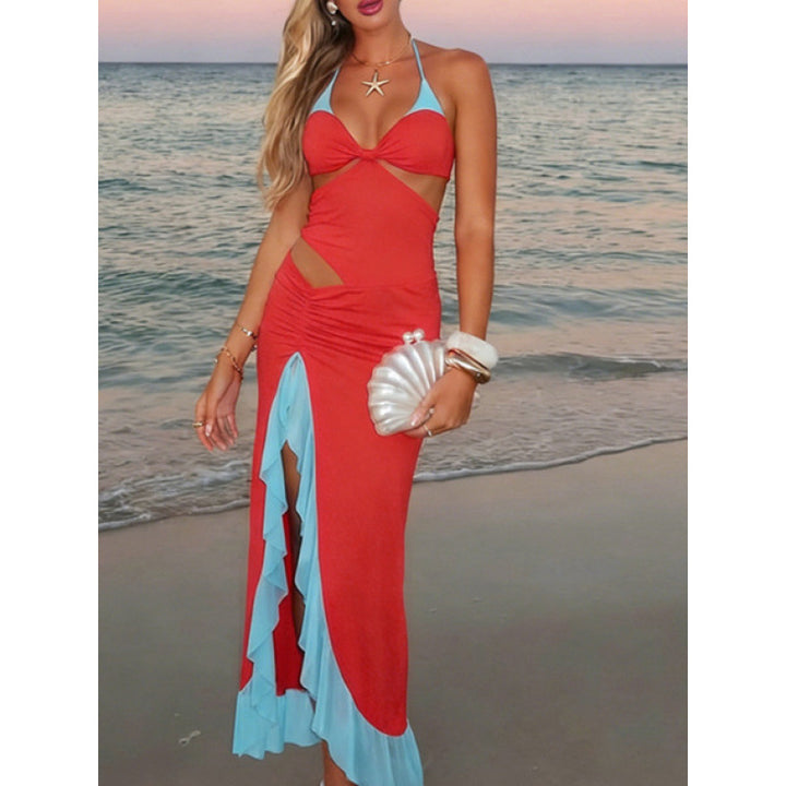 Damen Maxi-Kleid mit raffiniertem Drapierungsdesign und seitlichem Schlitz Drune