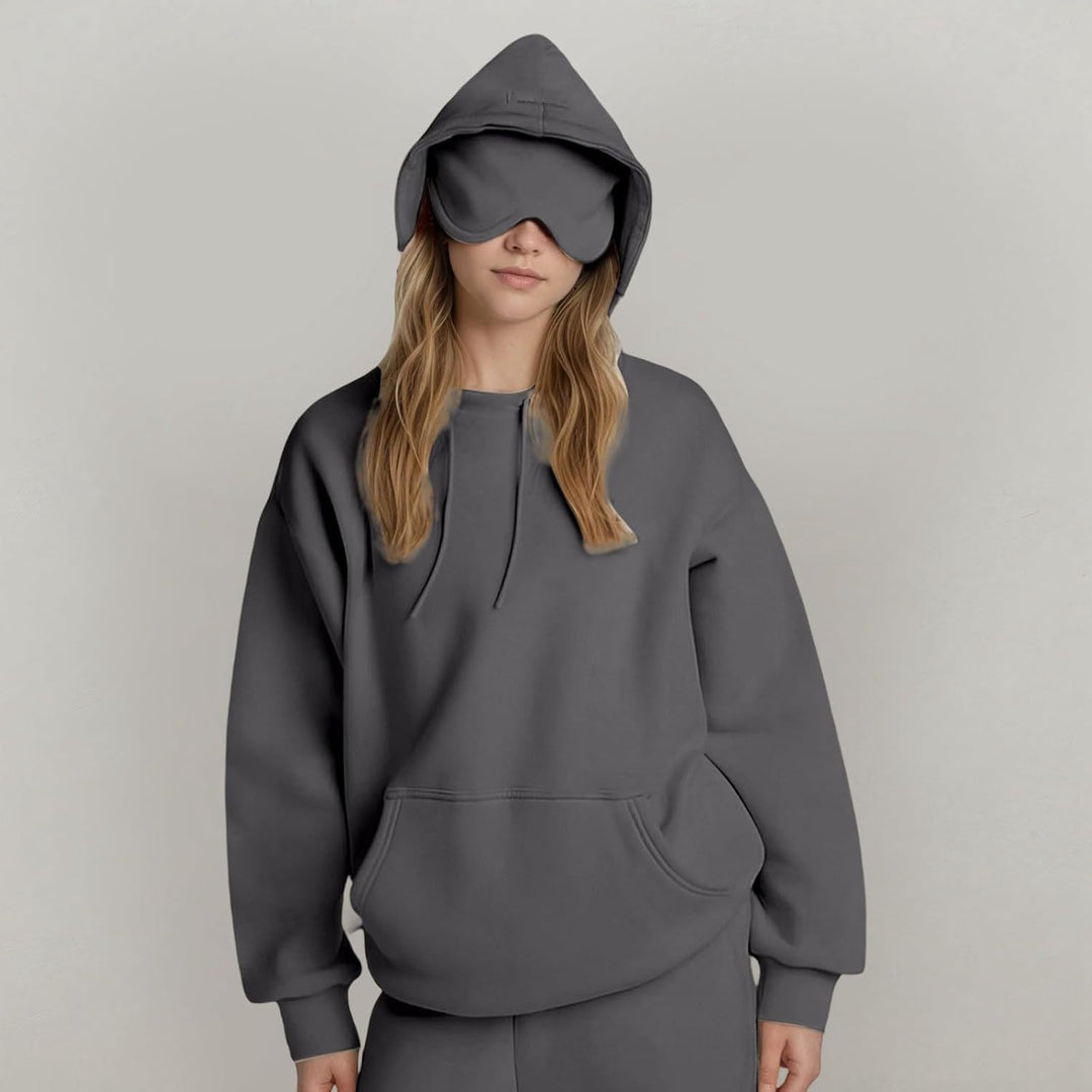 Damen Kapuzenpullover mit integriertem Schlafmasken-Design Drune