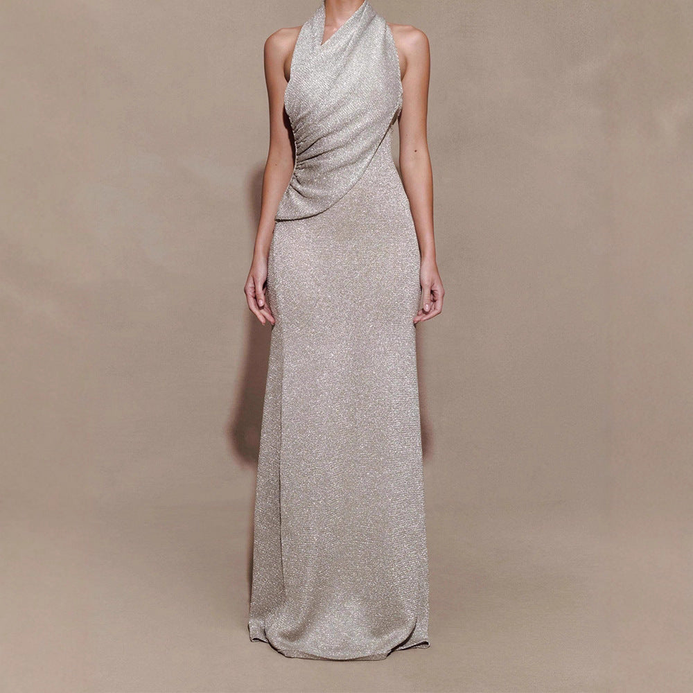 Damen Elegantes Maxikleid mit schimmerndem Stoff und raffiniertem Wickeldetail Drune