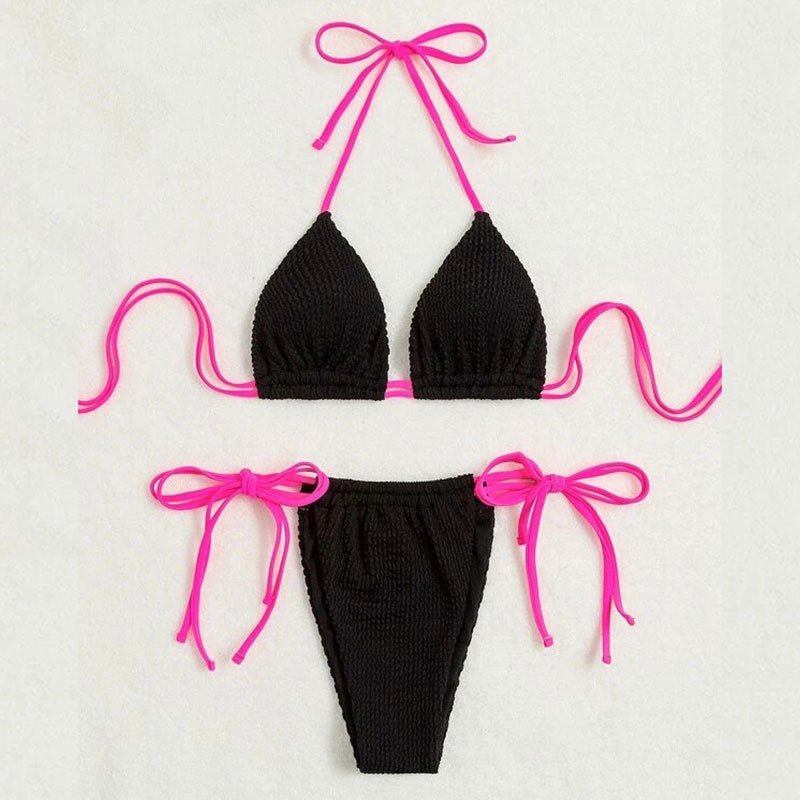 Damen Triangel-Bikini Set mit hohem Beinausschnitt und verstellbaren Bändern Drune