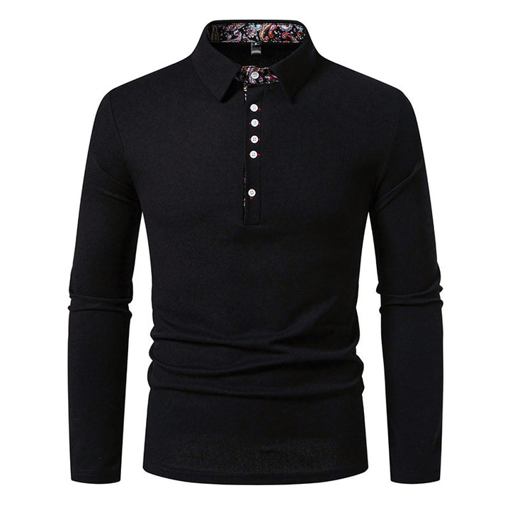 Herren Langarm Poloshirt mit außergewöhnlichem Kragen-Design Drune