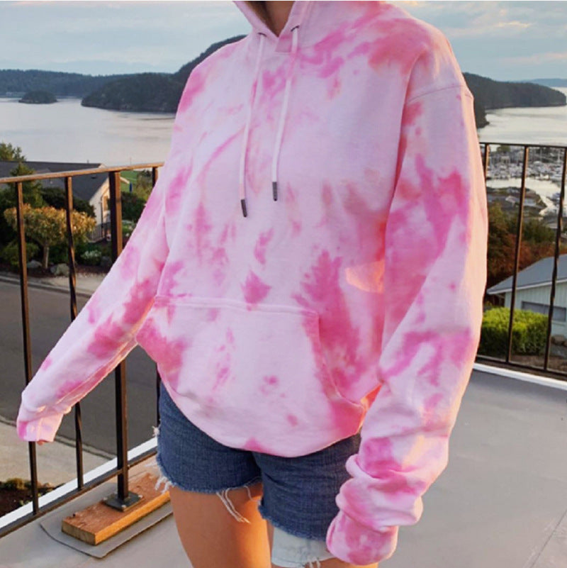 Damen Kapuzenpullover aus kuscheligem Material mit Batikdesign Drune