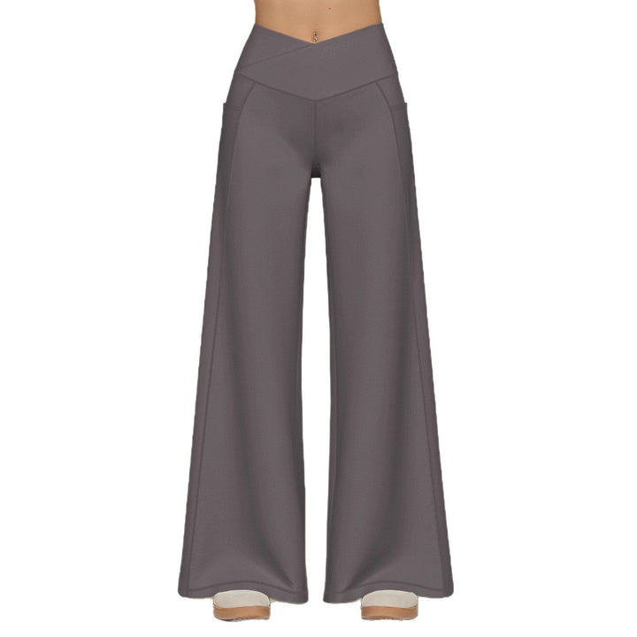 Damen elegante High-Waist Freizeithose mit weitem Bein und praktischen Taschen Drune