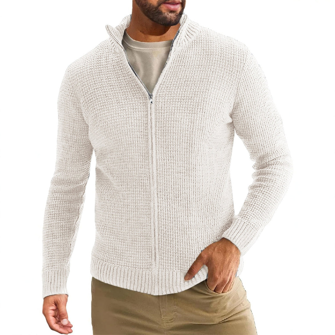 Herren Strickjacke mit hohem Kragen und praktischem Reißverschluss Drune