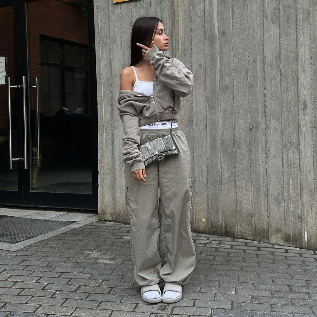 Damen Cargo-Hose im lässigen Utility-Stil mit dehnbarer Taille und praktischen Taschen Drune