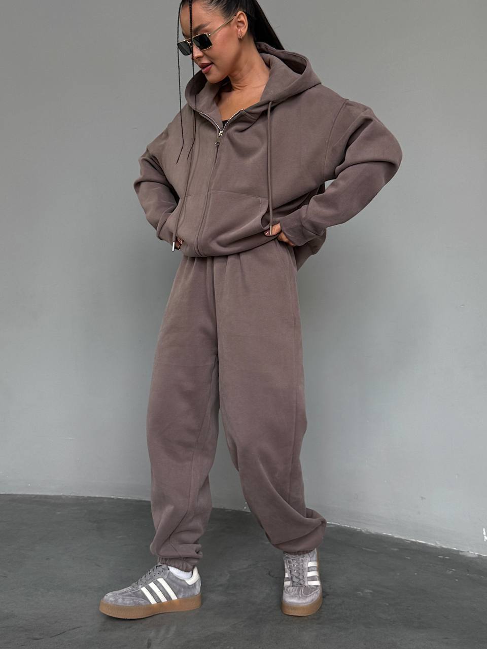 Damen lässiger Hoodie-Jumpsuit mit praktischem Reißverschluss Drune