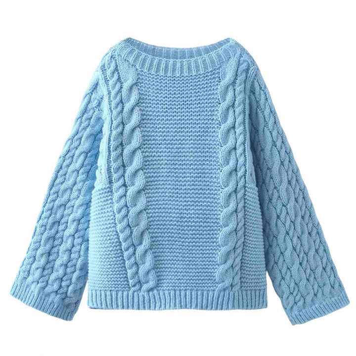 Damen Strickpullover mit lockerer Schnittführung und geflochtenem Design Drune