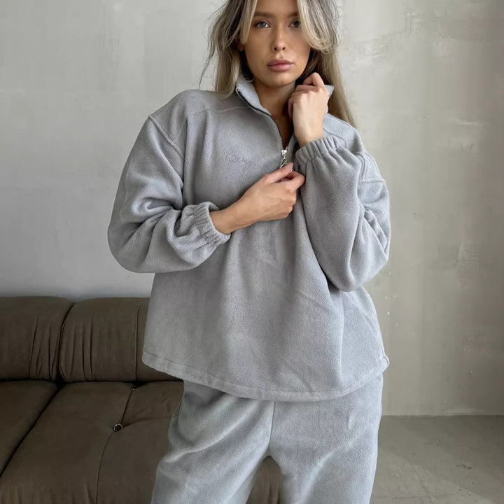 Damen Sportliches Sweatshirt und Jogginghose Set mit Tunnelzug Drune