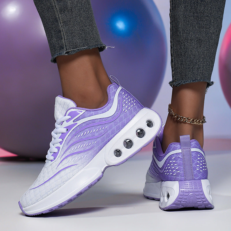 Damen nan sportive Strick-Laufschuhe mit belüfteter Luftkammersohle und ergonomischer Abrollsohle Drune