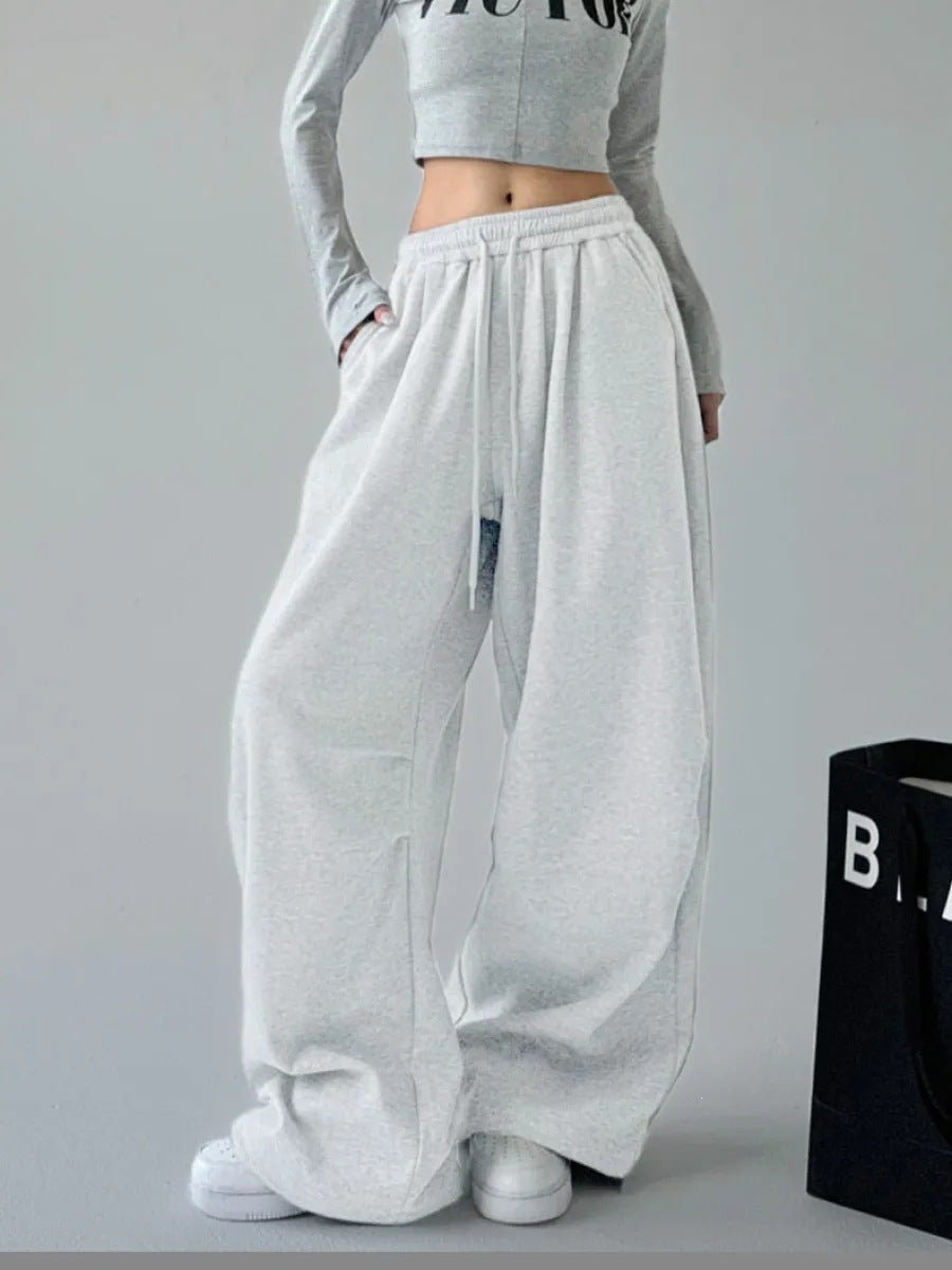 Damen nan extraweite High‑Waist-Loungehose mit elastischem Kordelbund, Kordelzug und praktischen Seitentaschen Drune