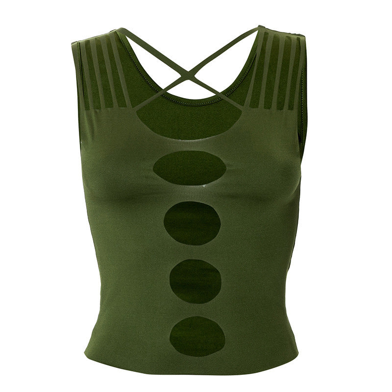 Damen Crop-Top mit kreativen Cut-Out-Details und modischen Trägern Drune