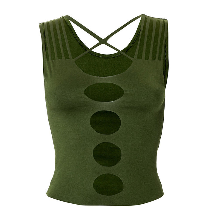 Damen Crop-Top mit kreativen Cut-Out-Details und modischen Trägern Drune
