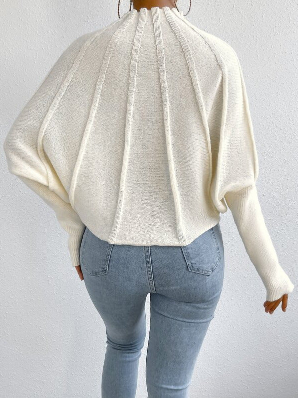 Damen Pullover mit hohem Kragen und eleganten Rippdetails Drune