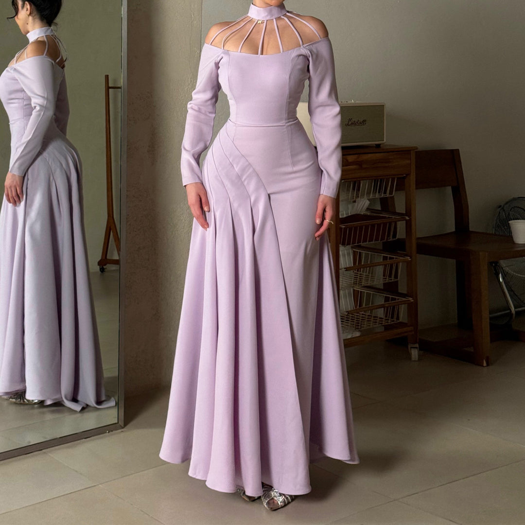 Damen elegantes Abendkleid mit strategischen Cut-Outs und fließendem Rock Drune