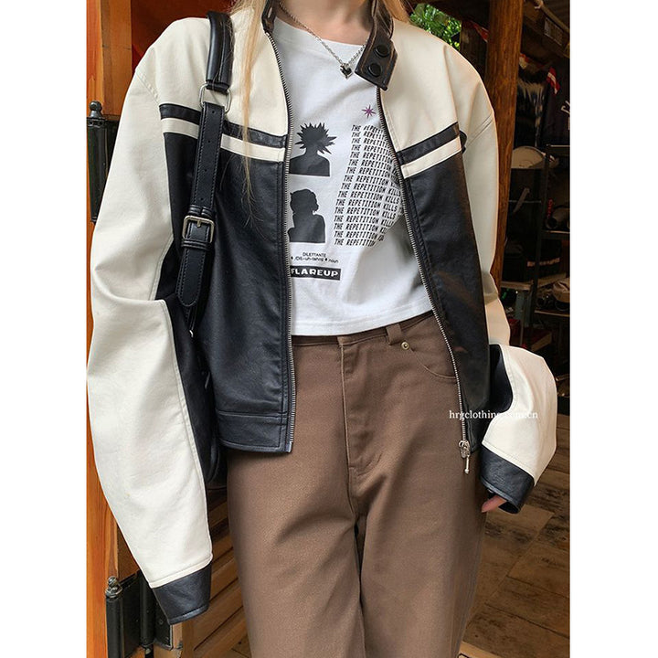 Damen stylische Sportjacke mit kontrastierenden Streifen und hochgeschlossenem Kragen Drune