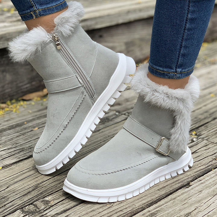 Damen Warmfutter-Stiefel mit modischem Fellbesatz Drune