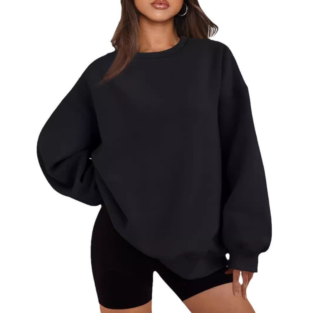 Damen nan Boxy-Crewneck-Sweat mit extraweiter Passform, Raglanärmeln und weichem Fleece-Innenfutter Drune