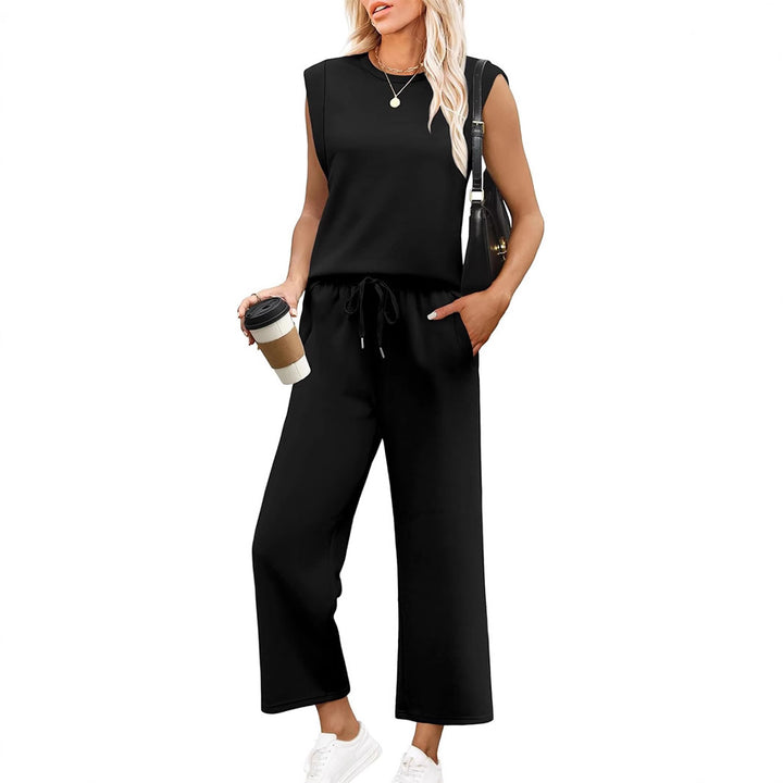 Damen Relaxed Fit Jumpsuit mit verkürzten Ärmeln und bequemem Bund Drune