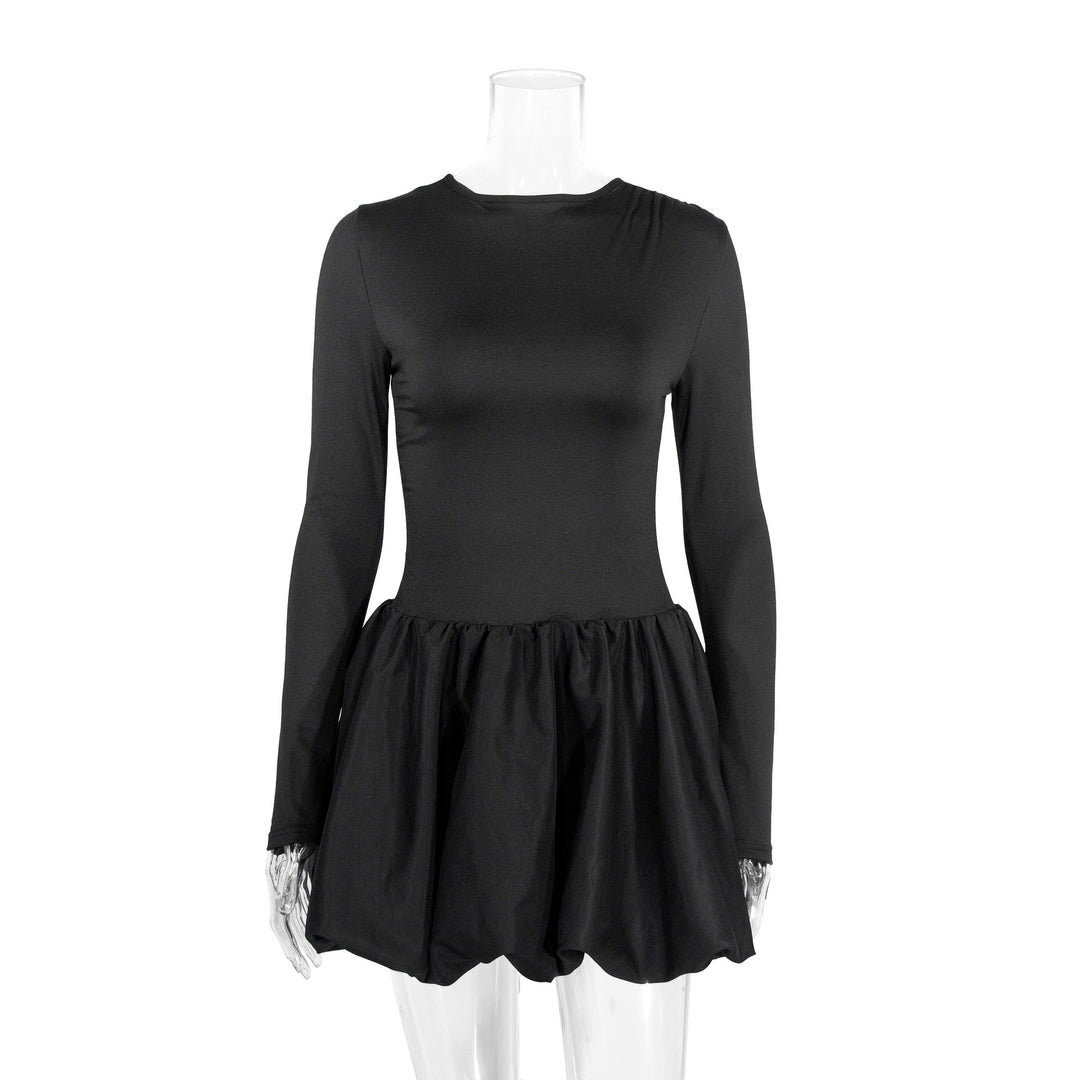 Damen Figurumspielendes Kleid mit langen Ärmeln und gerafftem Saum Drune