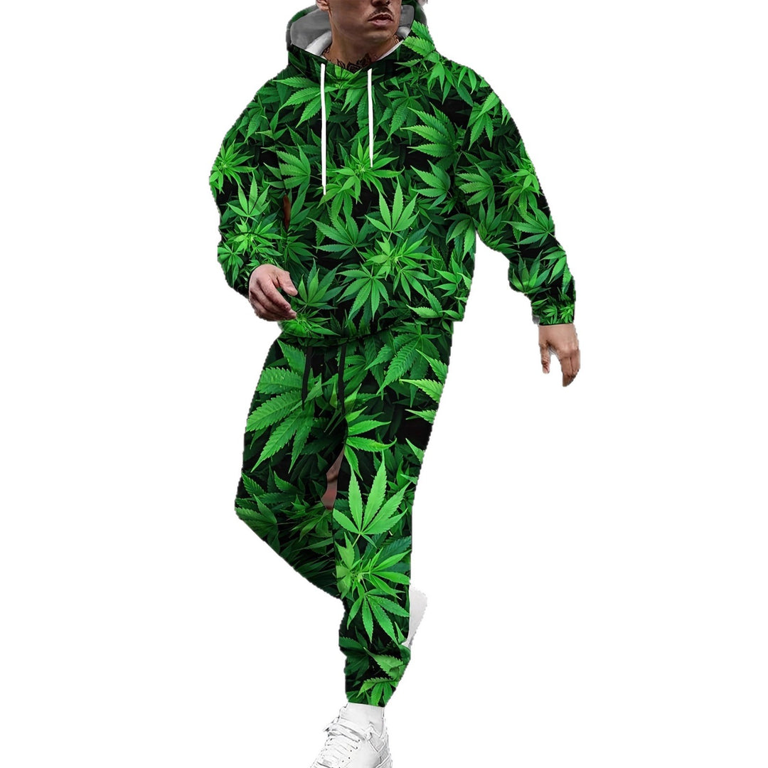 Herren Hoodie und Jogginghose im Comic-Stil mit buntem Druck Drune