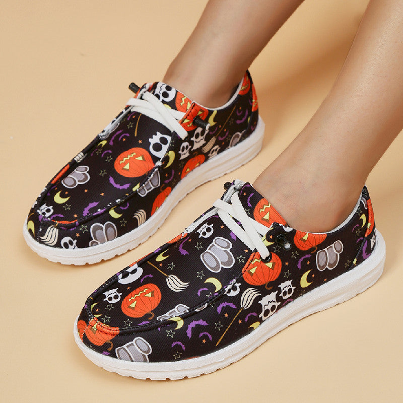 Damen Atmungsaktive Freizeitsneaker mit lustigem Halloween-Motiv Drune