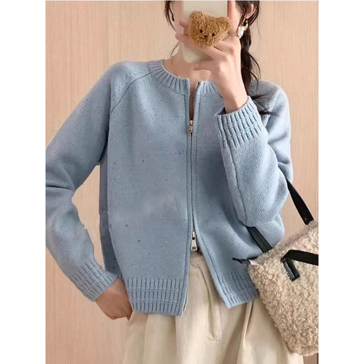 Damen Strickjacke mit einem modernen Reißverschluss und gerippten Abschlüssen Drune